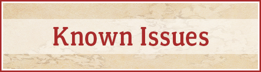 Known Issues